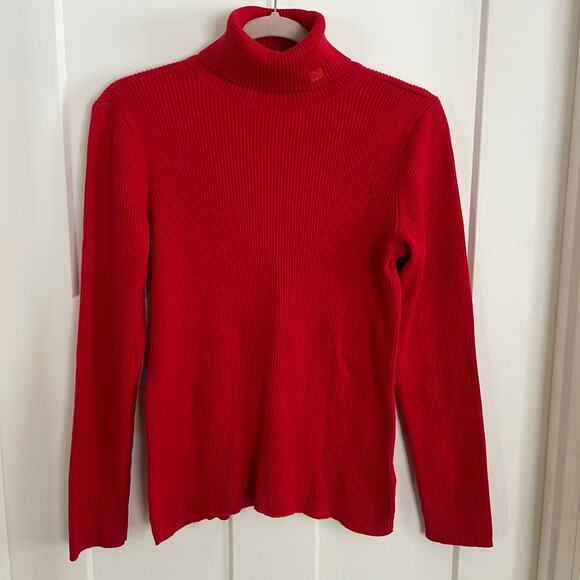 Lauren by Ralph Lauren Sweaters - Lauren Ralph Lauren Red Ribbed Turtleneck Sweater M 100% Cotton